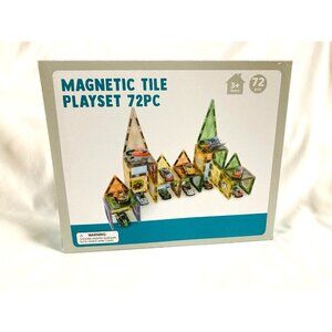 Magnetic Tiles Play set  72-Piece Set + Reusable Silicone Kids Stickers (Sealed)